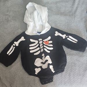 Old Navy Black and White Skeleton Costume with Red Heart